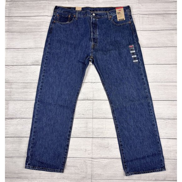Levis 501 Original Straight Leg Jeans W42 L30 Blue Denim - Picture 1 of 13